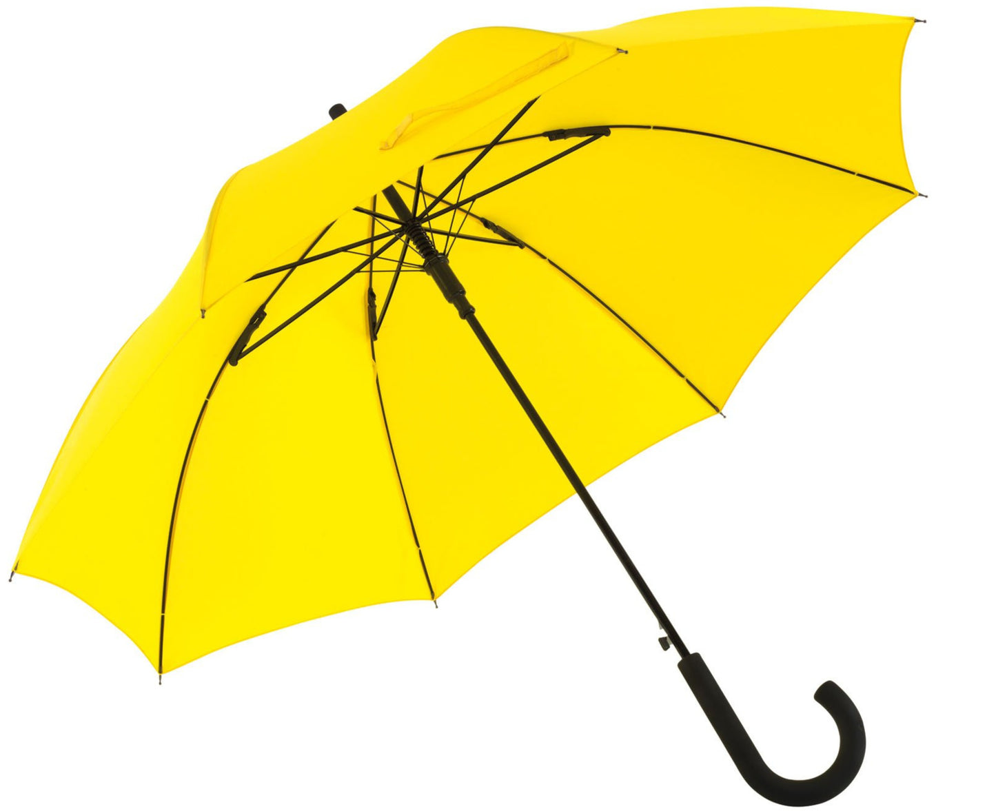 Κίτρινη ομπρέλα βροχής, μακριά, αυτόματη, αντιανεμική και με ανθρακόνημα.