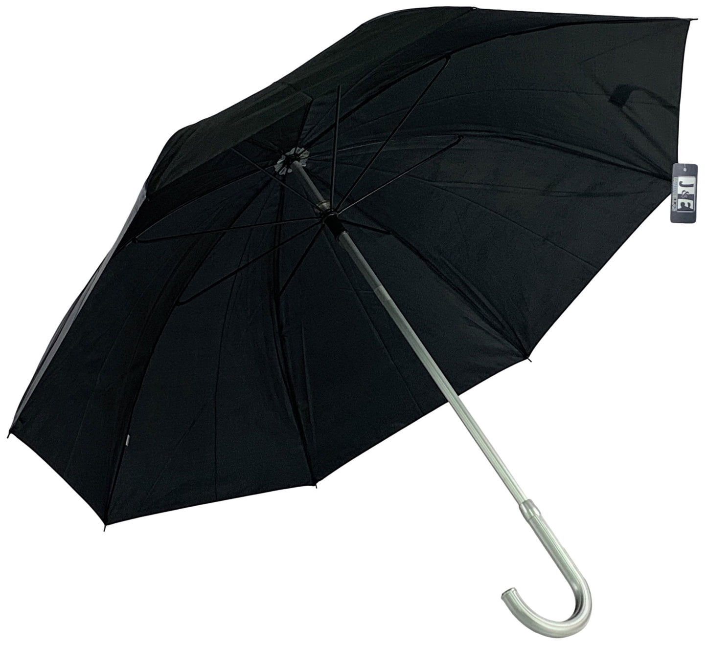 Μαύρη ομπρέλα βροχής, μακριά, με ιστό αλουμινίου.