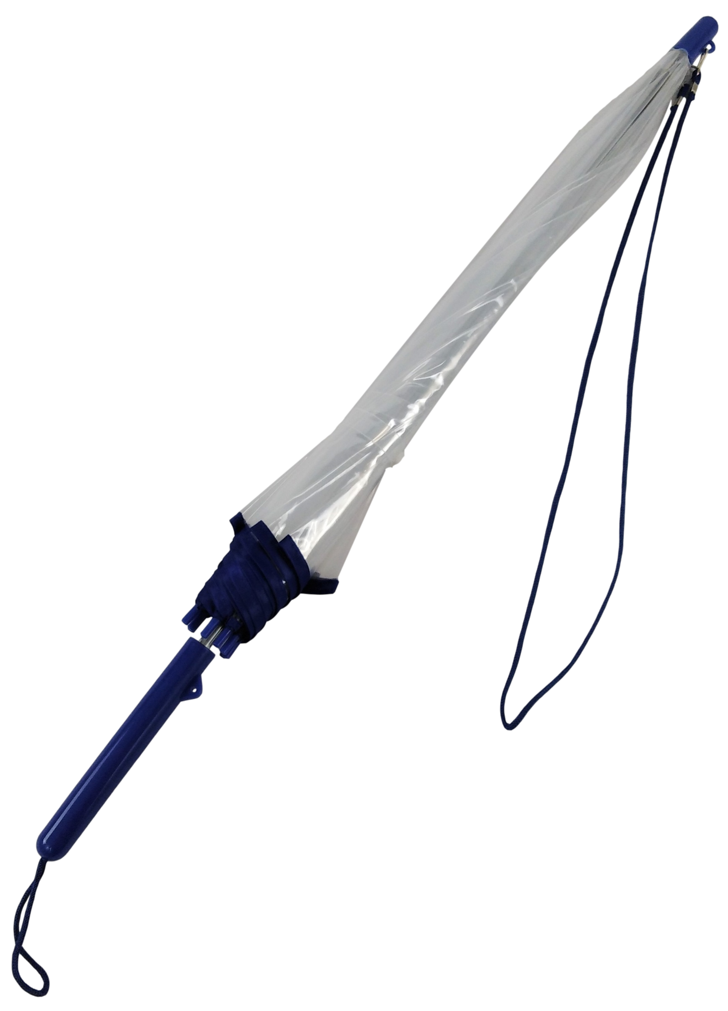 Διαφανής ομπρέλα αυτόματη με PVC, και ρέλι σε μπλε χρώμα.