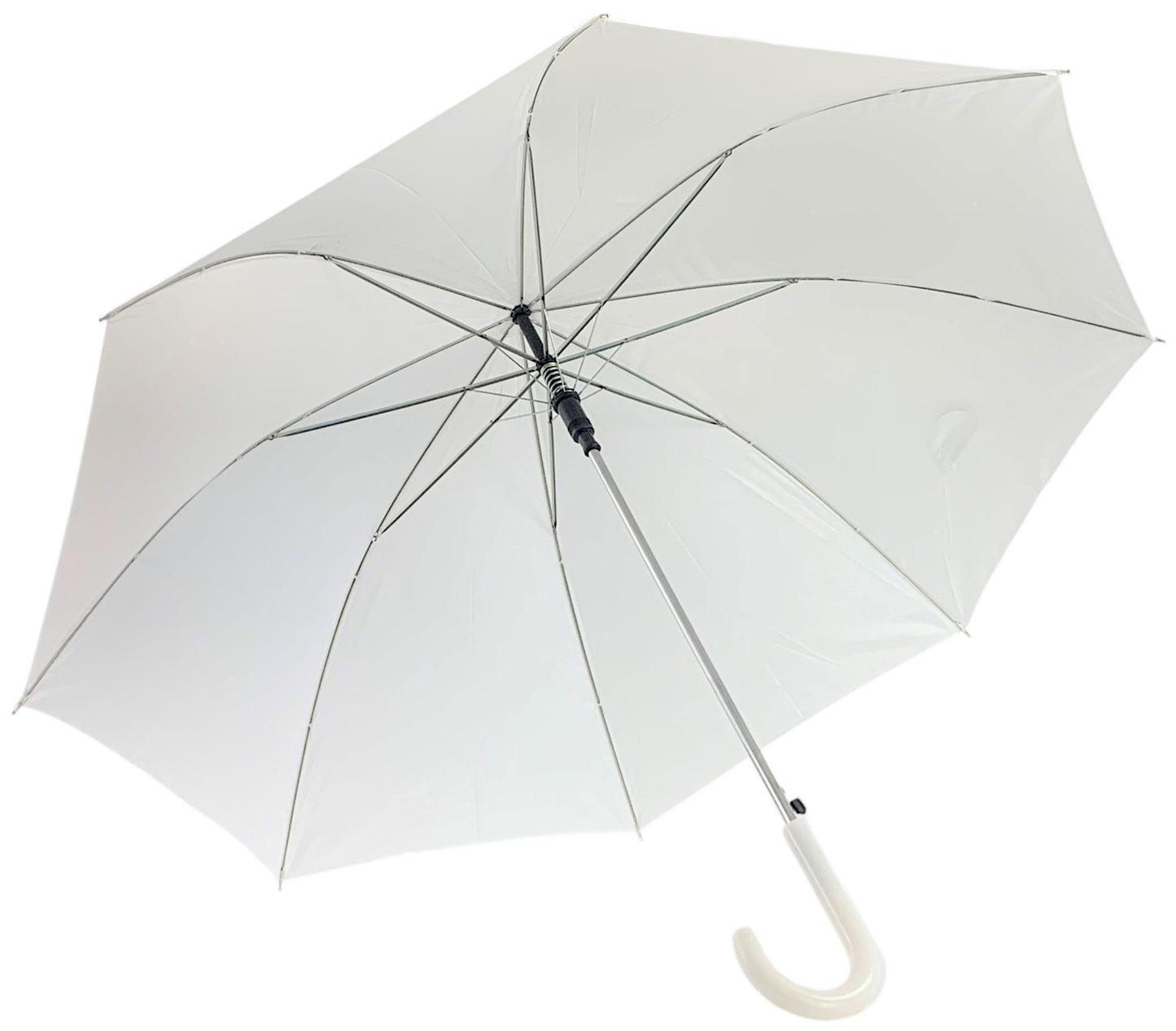 Λευκή ομπρέλα βροχής, αυτόματη, μακριά.