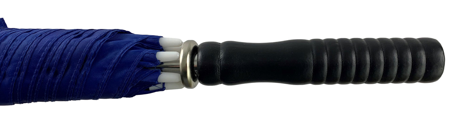 Μπλε ρουά ομπρέλα βροχής, συνοδείας, με μαύρη λαβή και 8 διπλές ακτίνες.