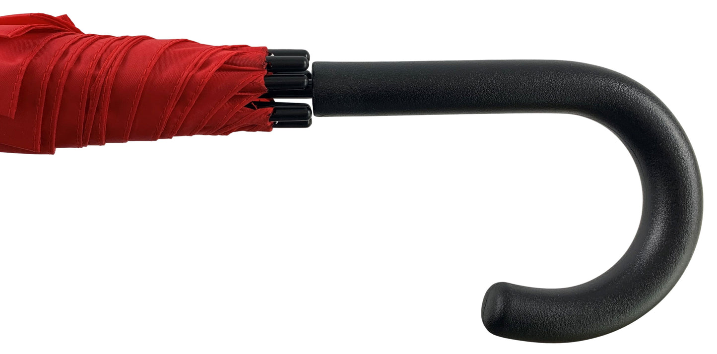 Κόκκινη ομπρέλα βροχής, αυτόματη, με ενισχυμένο σκελετό 3 σημείων.