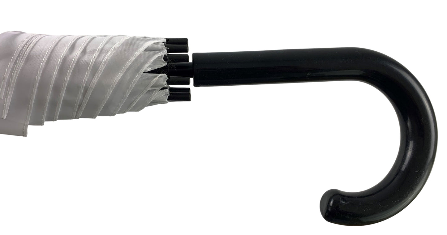 Λευκή ομπρέλα βροχής, αυτόματη, με ενισχυμένο σκελετό 3 σημείων.