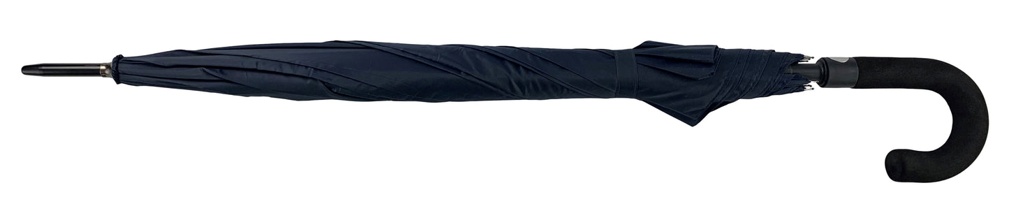 Μπλε μαρίν ομπρέλα βροχής, συνοδείας, μεγάλων διαστάσεων, αυτόματη, με κλασική κυρτή λαβή.