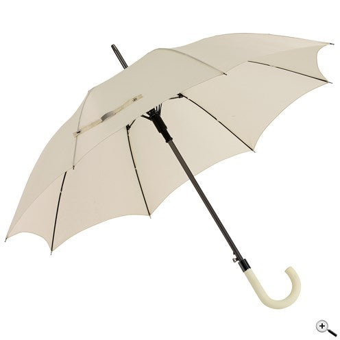 Μπεζ αυτόματη ομπρέλα βροχής, με ιστό και ακτίνες από ανθρακόνημα, αντιανεμική.