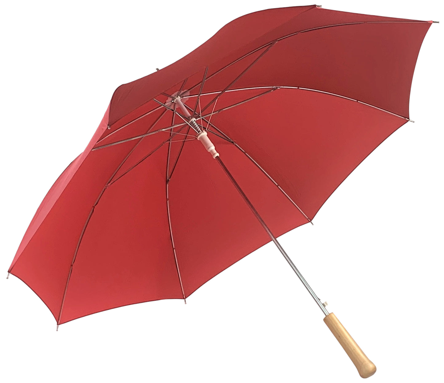 Κόκκινη Ομπρέλα Βροχής Αυτόματη με ίσια ξύλινη λαβή.