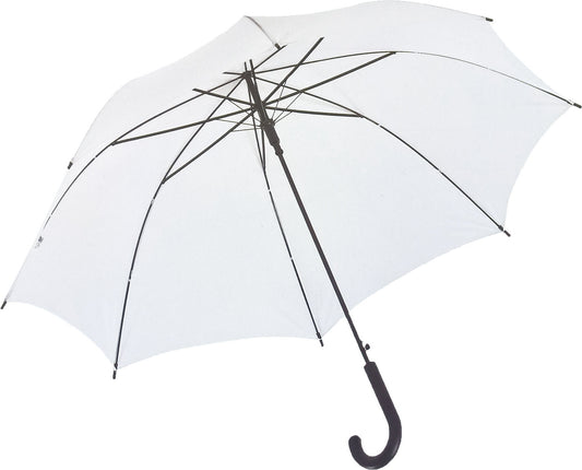 Λευκή ομπρέλα βροχής, αυτόματη, με ενισχυμένο σκελετό 3 σημείων.