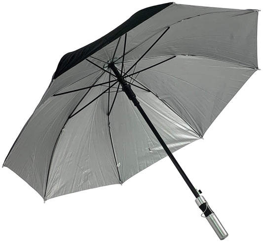 Μαύρη/Ασημί. Ομπρέλα Βροχής, Αυτόματη, Μακριά για την βροχή ή και τον ήλιο. Κατάλληλη και για φωτογράφους(Κωδ.01-03-0505)