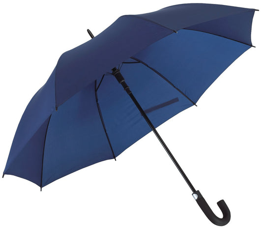 Μπλε μαρίν ομπρέλα βροχής, συνοδείας, μεγάλων διαστάσεων, αυτόματη, με κλασική κυρτή λαβή.