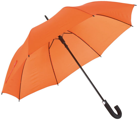 Πορτοκαλί ομπρέλα βροχής, συνοδείας, μεγάλων διαστάσεων, αυτόματη, με κλασική κυρτή λαβή.