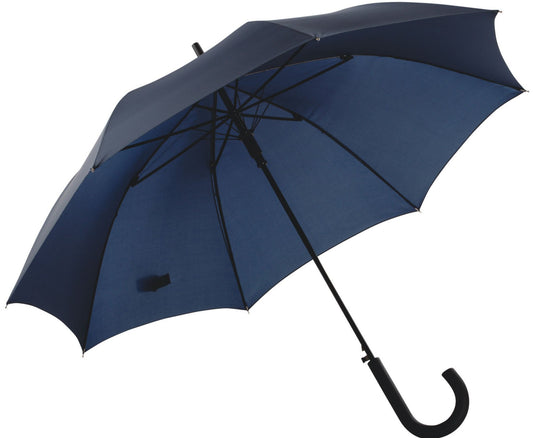 Μπλε μαρίν ομπρέλα βροχής, μακριά αυτόματη, αντιανεμική και με ανθρακόνημα.