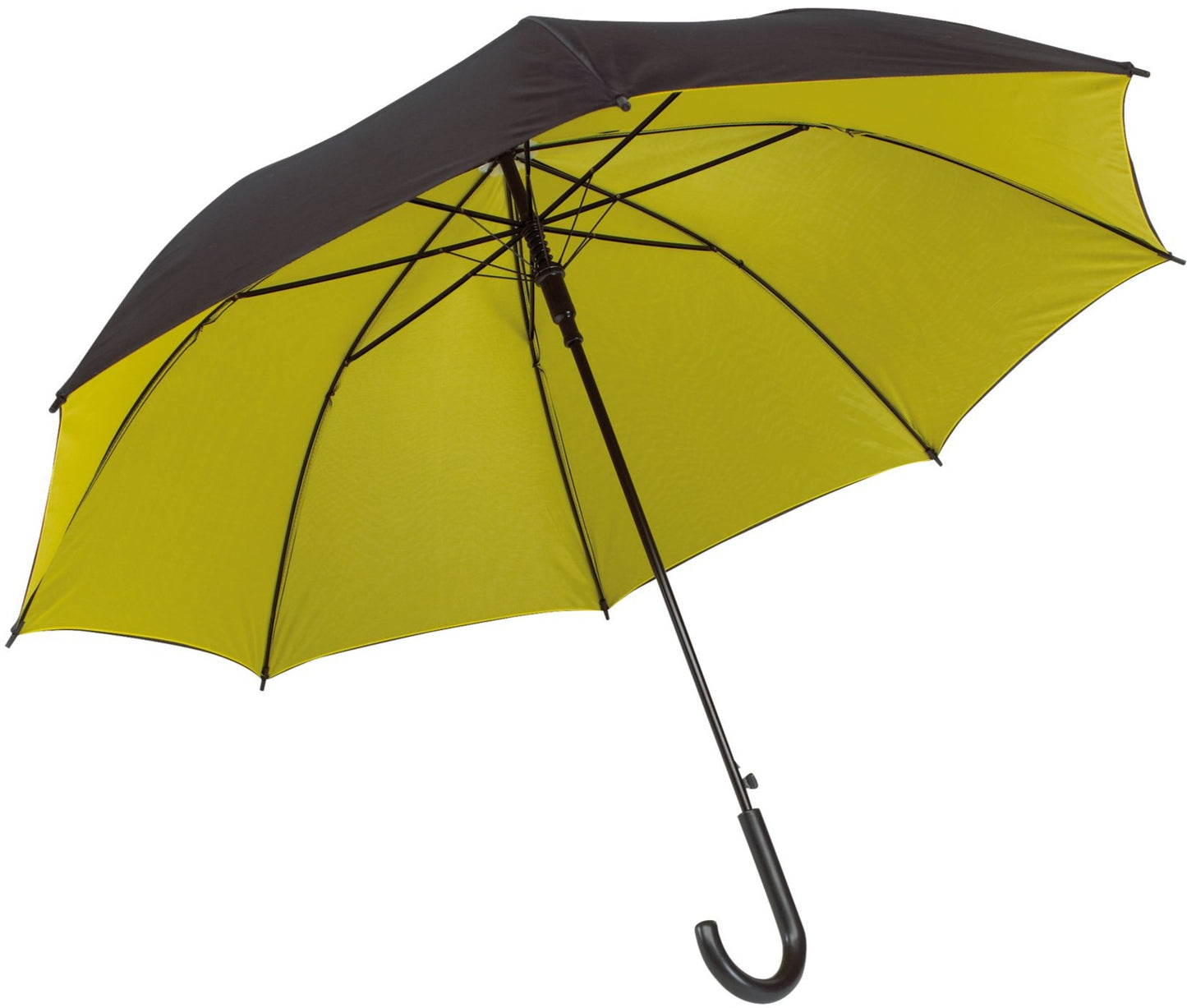 Κίτρινη/μαύρη ομπρέλα, με διπλό ύφασμα, μακριά και αυτόματη.