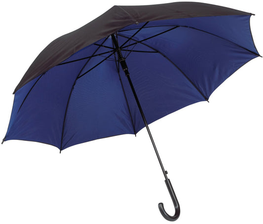 Μπλε μαρίν/μαύρη ομπρέλα βροχής, με διπλό ύφασμα, μακριά και αυτόματη.