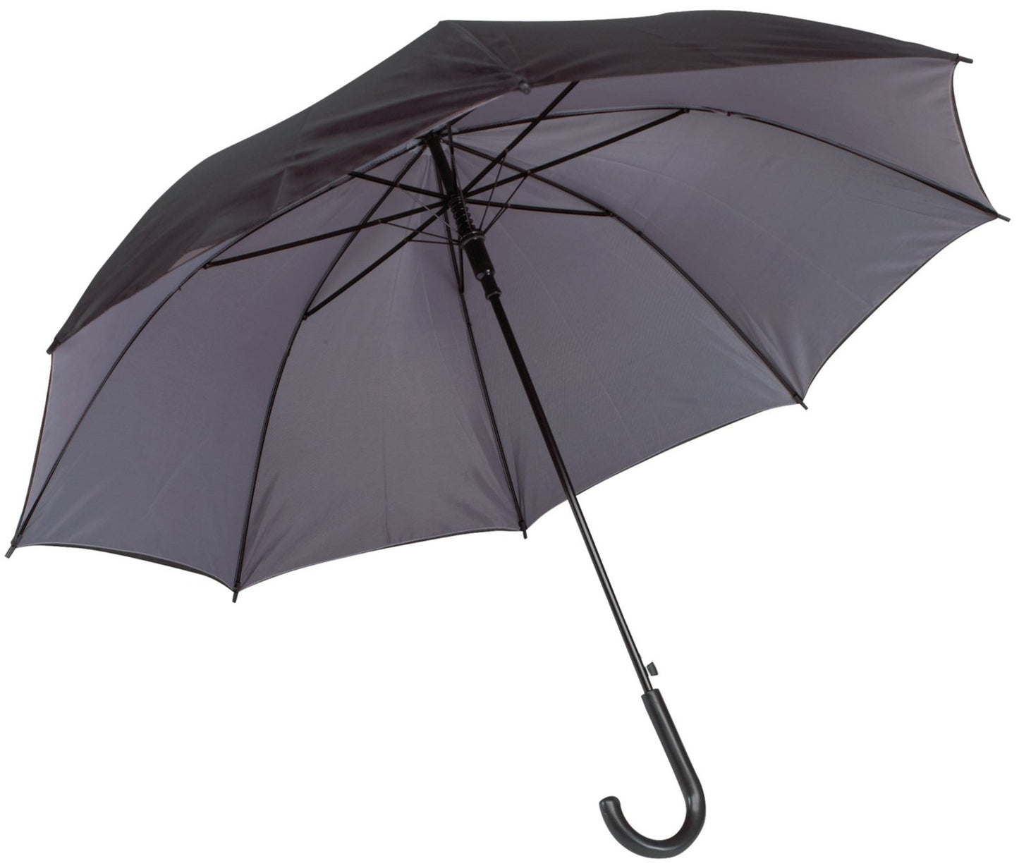 Γκρι/μαύρη, ομπρέλα με διπλό ύφασμα, μακριά και αυτόματη.