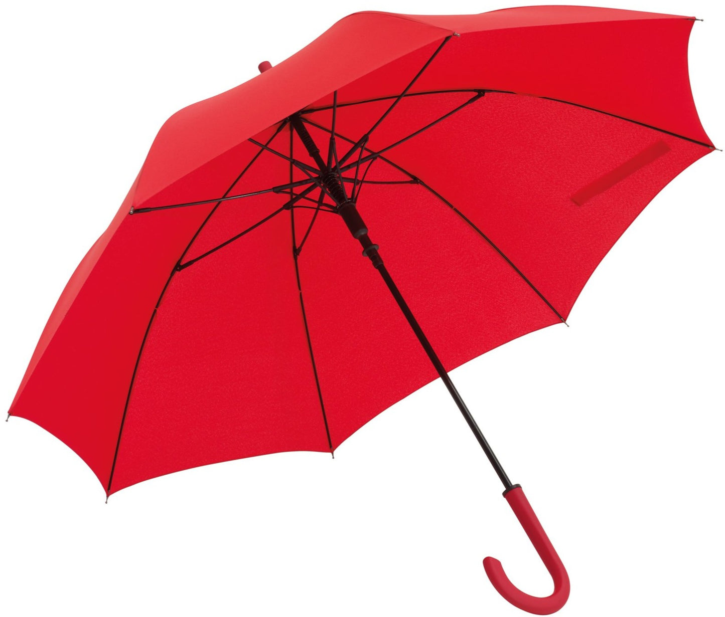 Κόκκινη ομπρέλα βροχής, αυτόματη, μακριά με ανθρακόνημα.