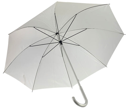 Λευκή μακριά ομπρέλα βροχής, με Ιστό Αλουμινίου.