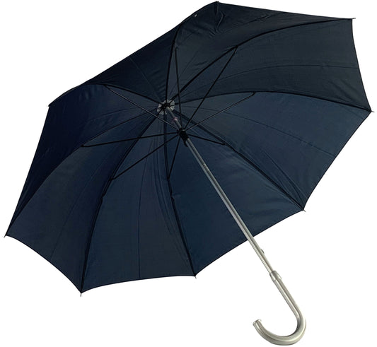 Μπλε μαρίν ομπρέλα βροχής, μακριά, με ιστό αλουμινίου.