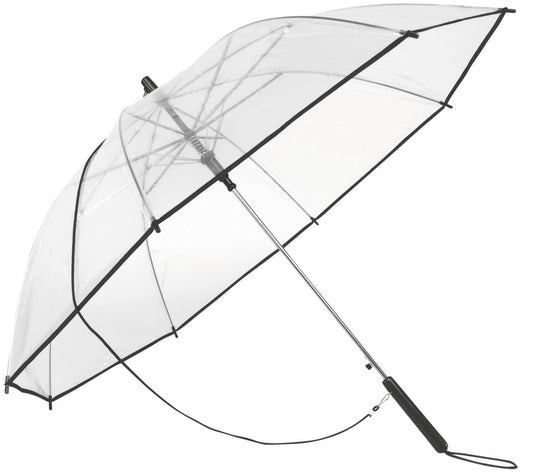 Διαφανής ομπρέλα αυτόματη με PVC και ρέλι, σε μαύρο χρώμα.