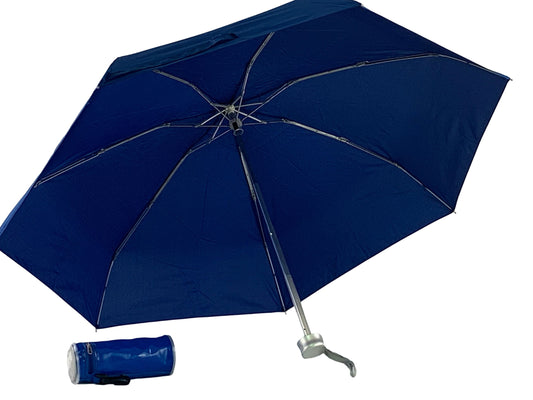 Μπλε ρουά ομπρέλα βροχής,  έξτρα μίνι, με ειδική θήκη με φερμουάρ.